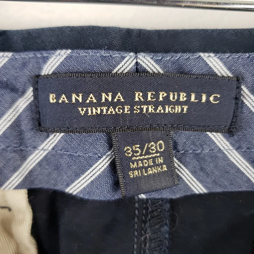 Banana Republic Men's 35x30 Vintage Straight Chino Pants Dark Blue Cotton Office